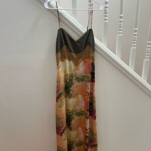 Urban Outfitters Green Pink Slip Maxi Dress